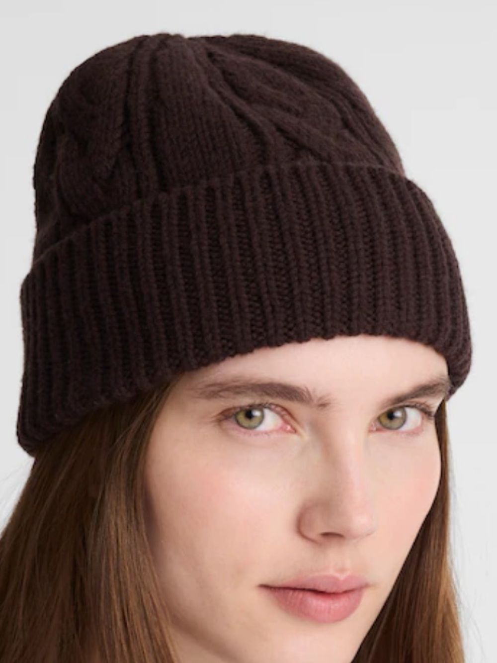 Madewell Chunky Cable-Stitch Beanie In Brown